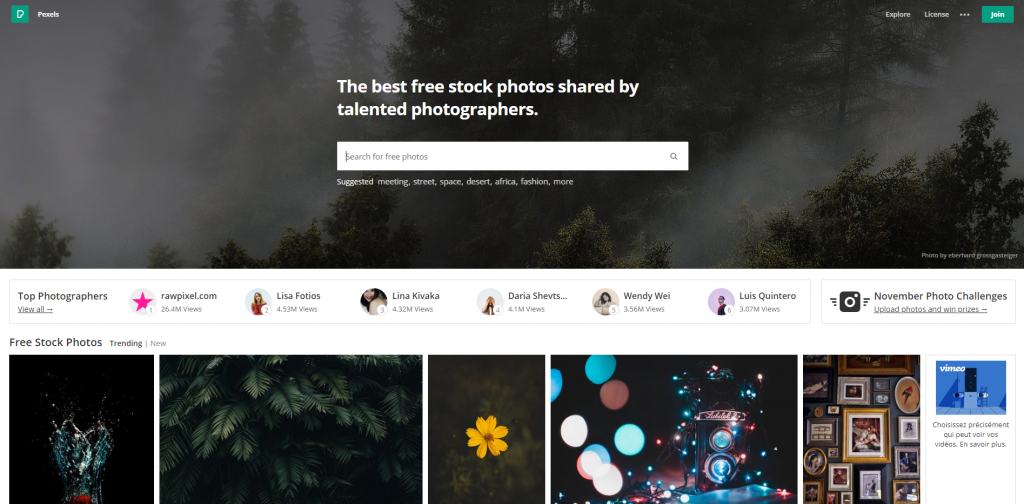 capture d'ecran de pexels